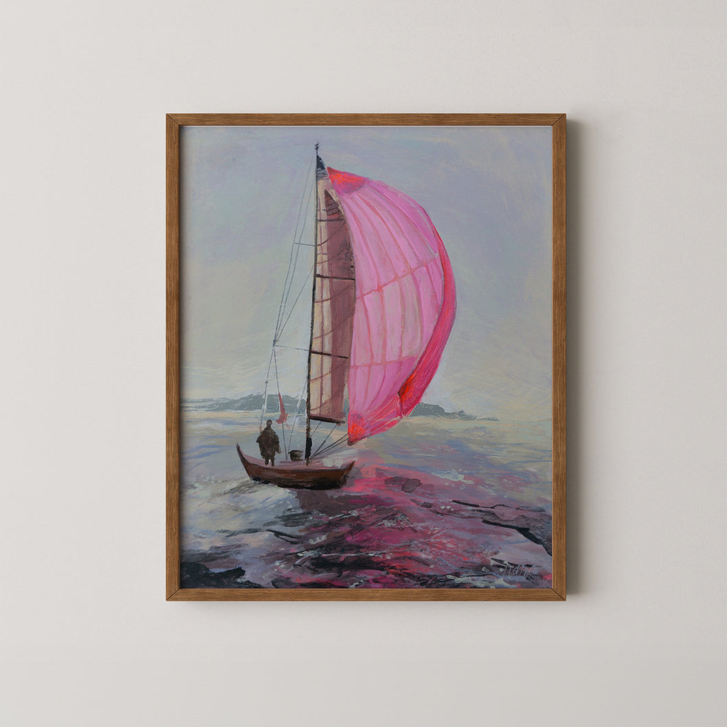 Pink Sailboat 16x20
