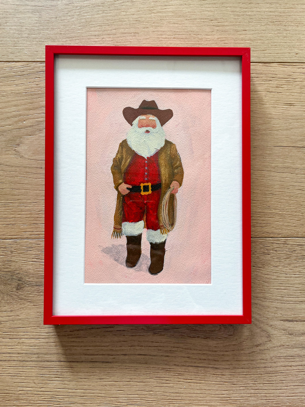 Cowboy Santa Framed Original