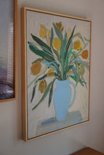 Load image into Gallery viewer, Blue Vase Yellow Tulips
