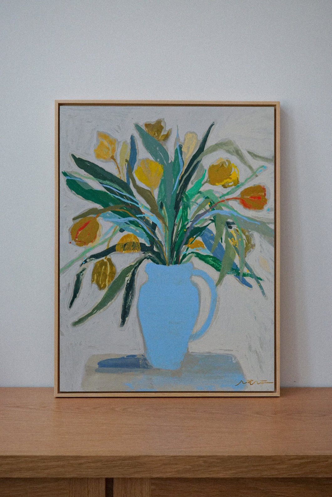 Blue Vase Yellow Tulips
